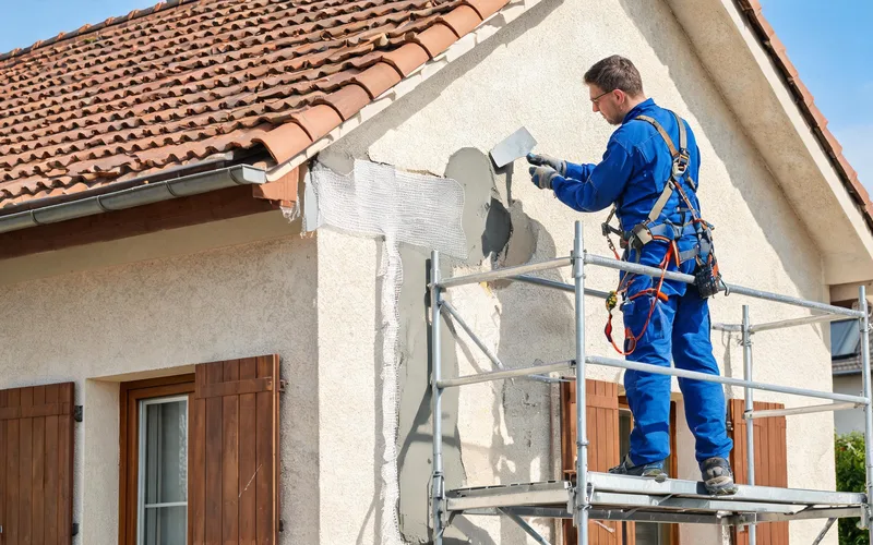 Réparation de fissures de façade à Bourg-en-Bresse — reprise d'enduit au mortier